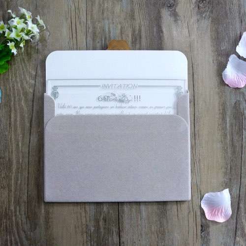 Acrylic Invittaion Card With Gray Velvet Envelope Greeting Card